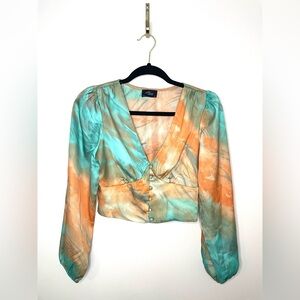 3 for 20 MILK & HONEY‎ Boho Cropped Long Sleeve Button Up Blouse | Small